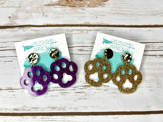 Glitter Resin Paw Print Stud Earrings