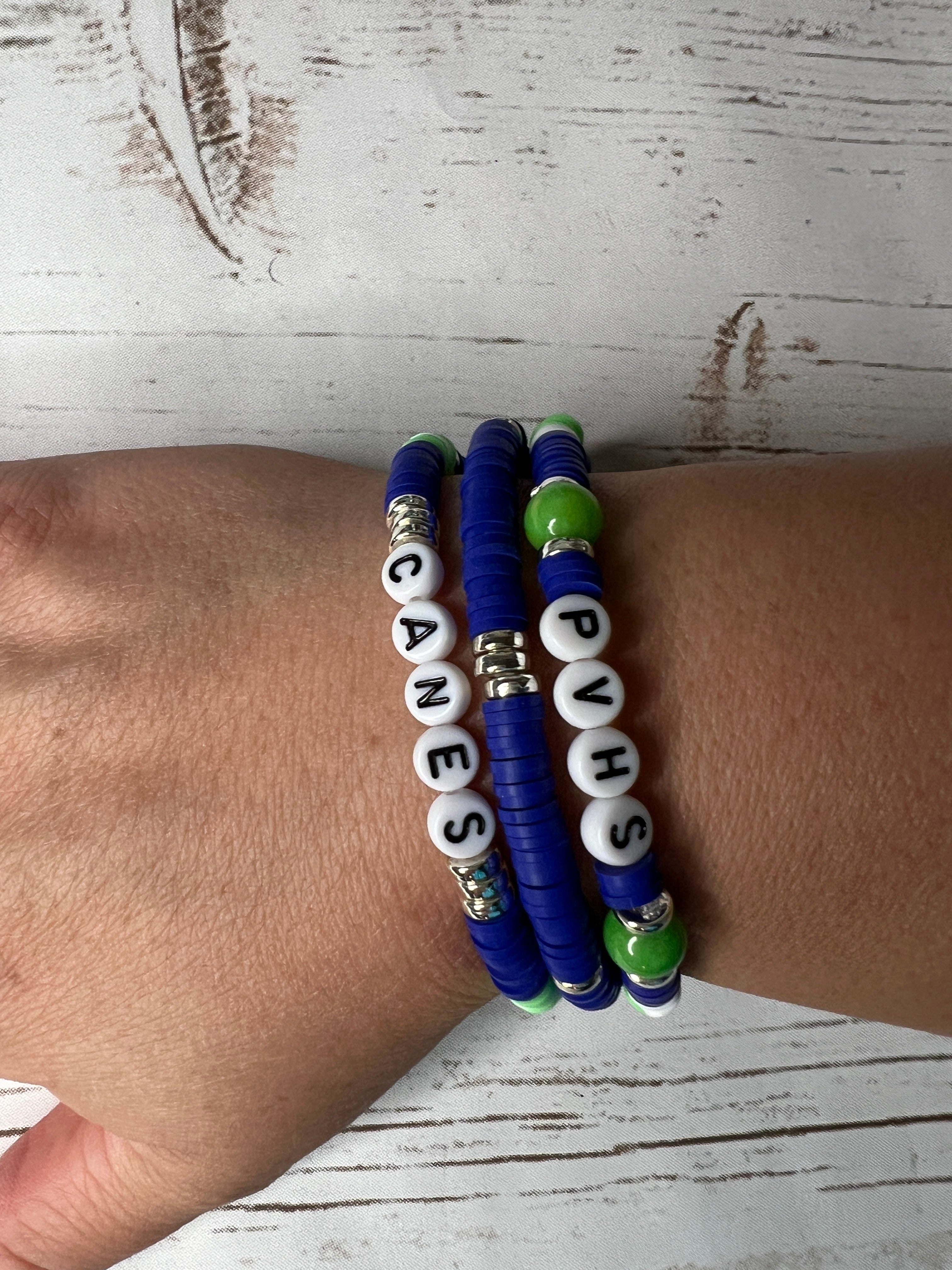 Prairieville High School Hurricanes Blue and Green Spirit Earrings and Bracelet Spirit Collection