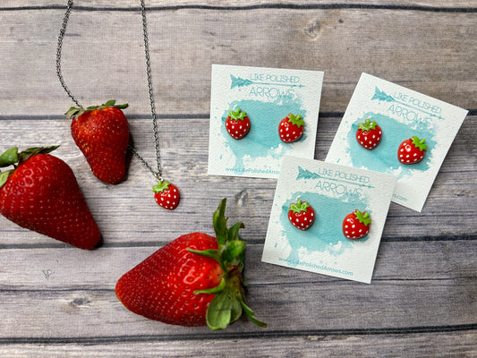 Strawberry Summer Studs and Necklace