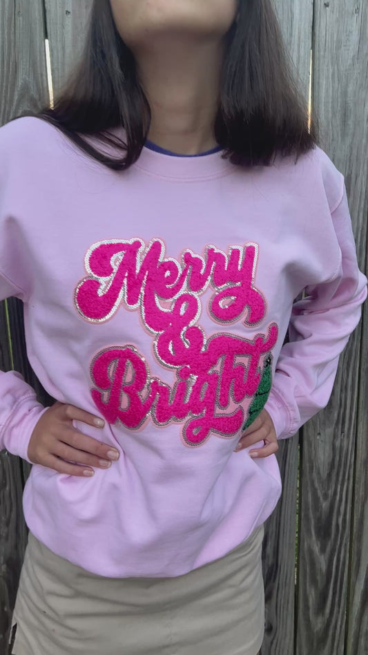 Merry & Bright Christmas Tree Holiday Sweatshirt