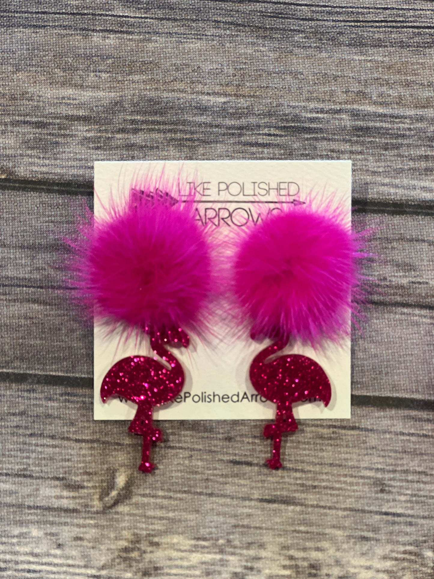 Mardi Gras Pink Flamingo Glitter Resin Earrings