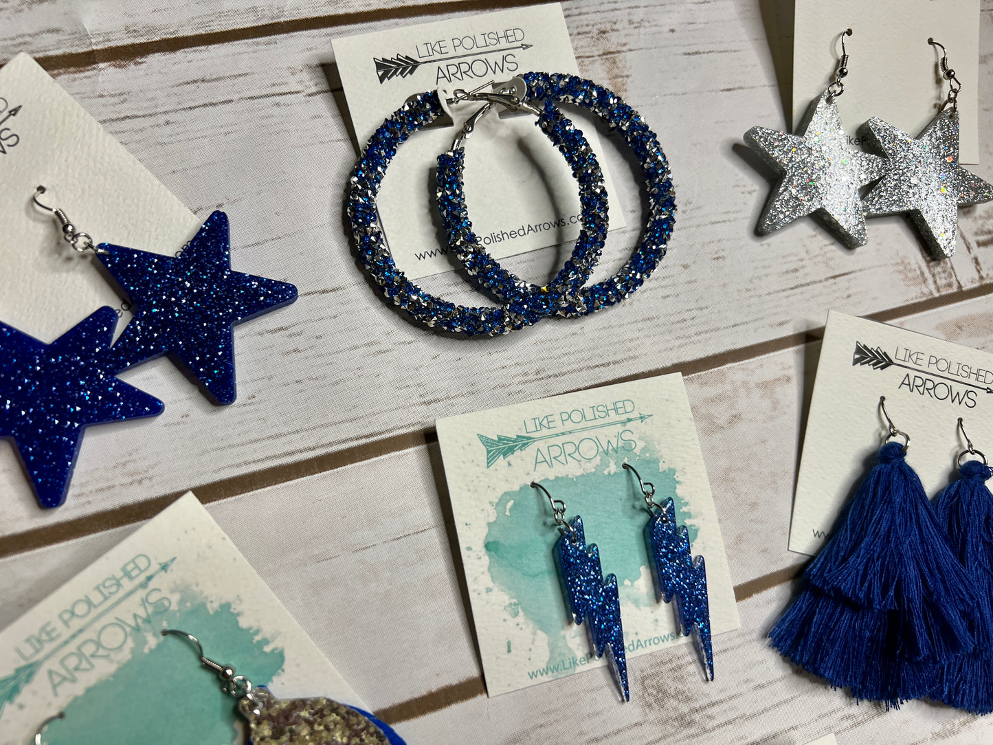 Blue and Silver School Colors Earrings