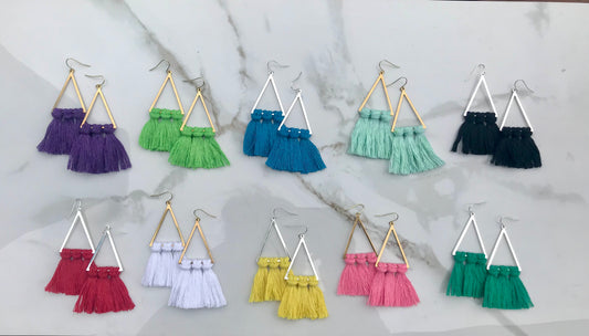 Triangle Macrame' Fringe Earrings