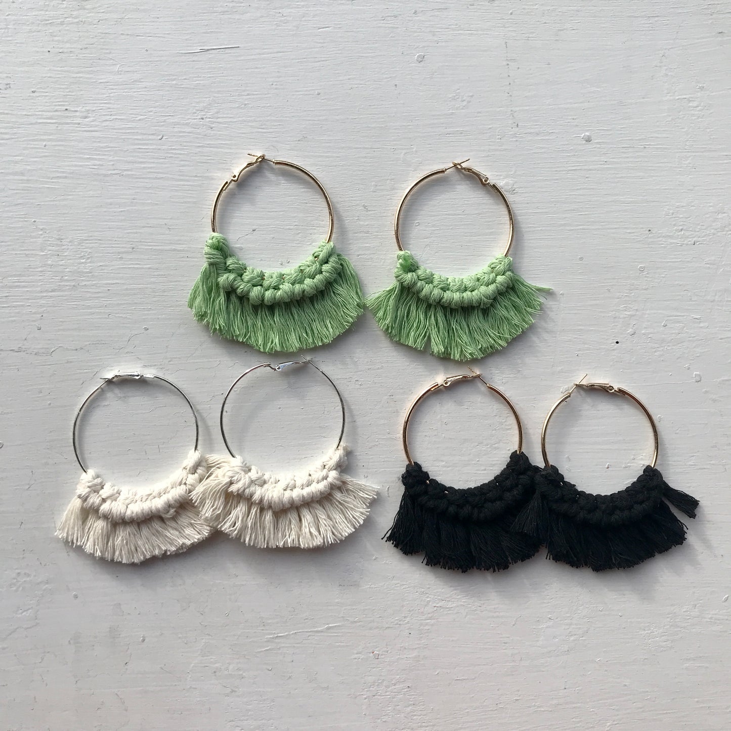 Macrame' Medium and Large Hoop Earrings