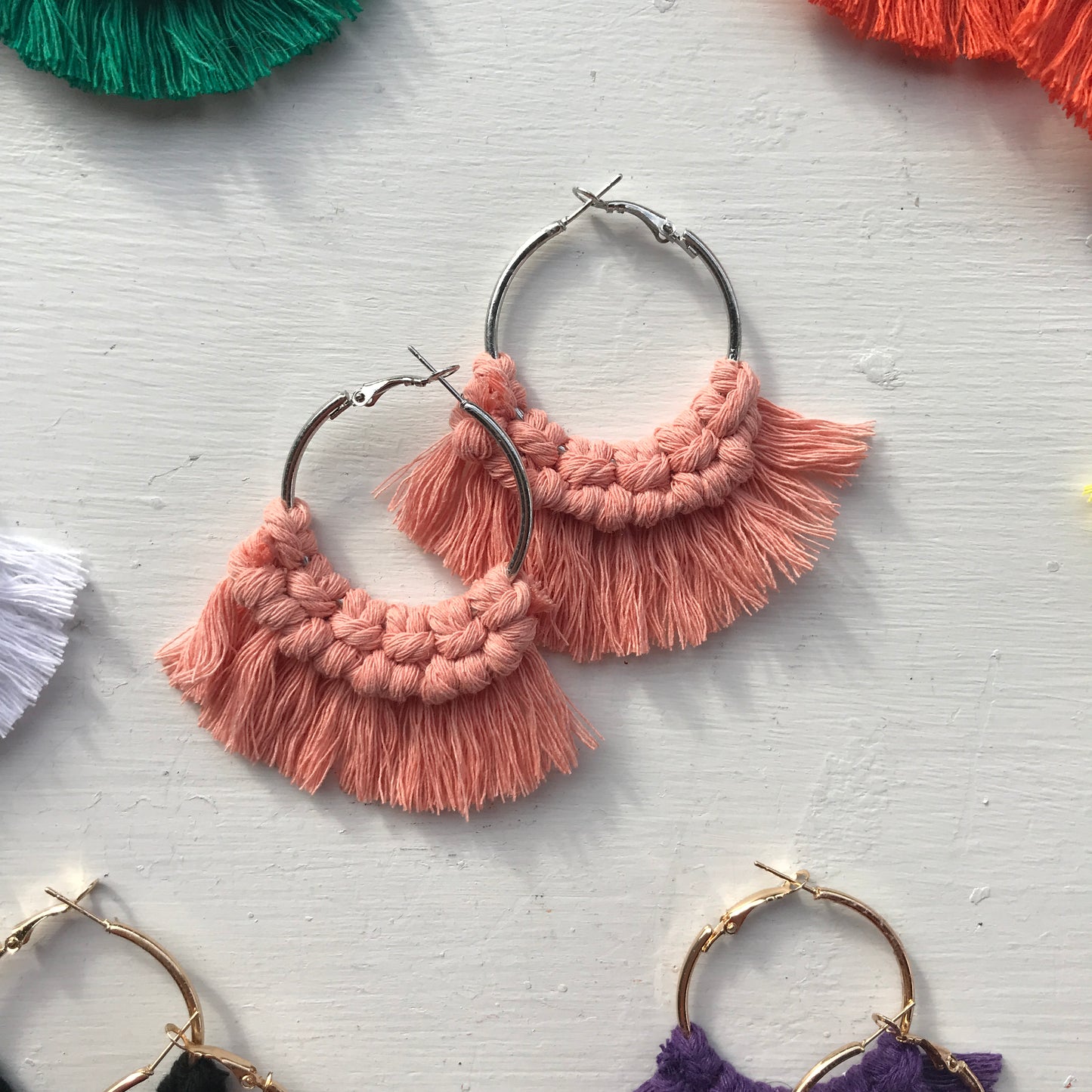 Macrame' Medium and Large Hoop Earrings