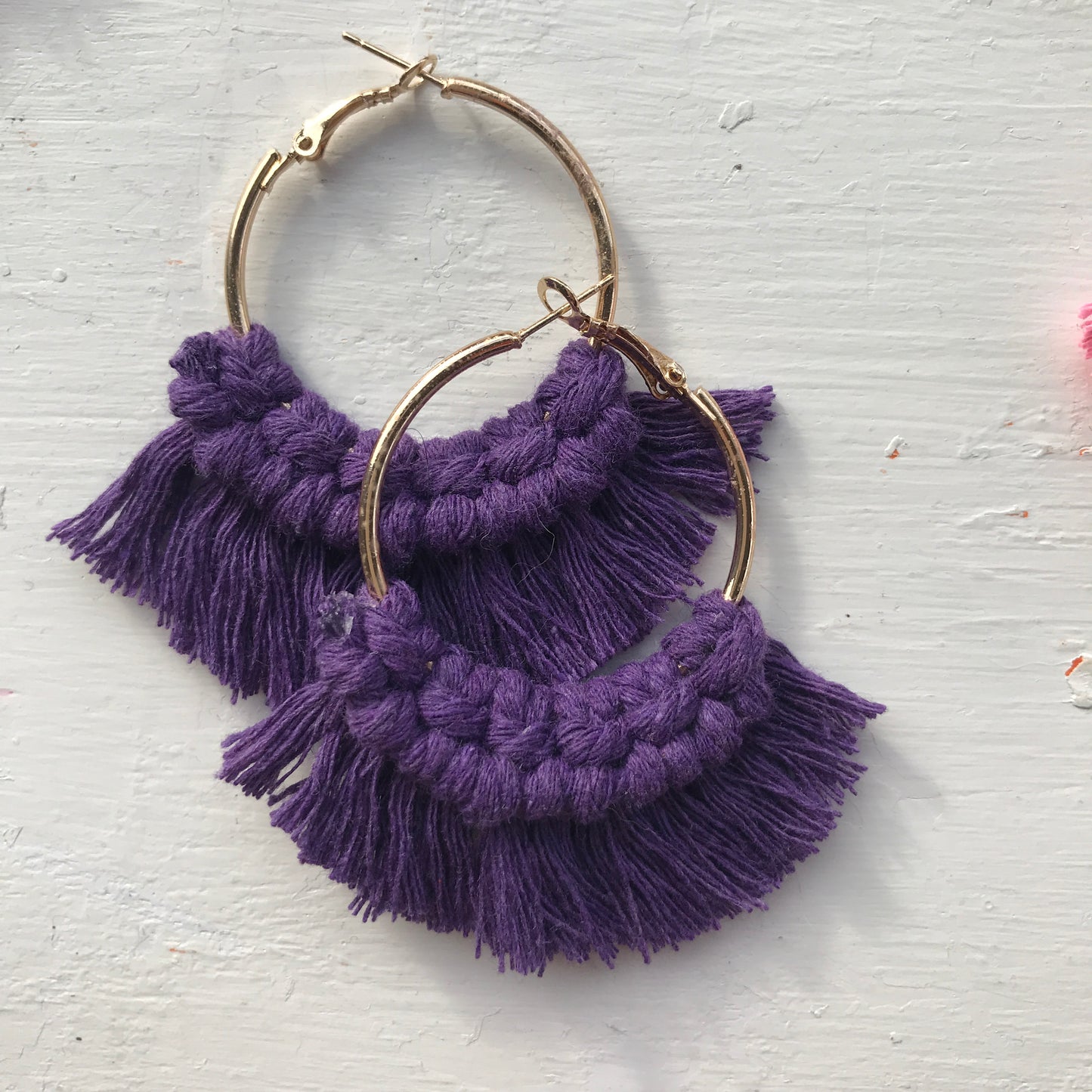 Macrame' Medium and Large Hoop Earrings