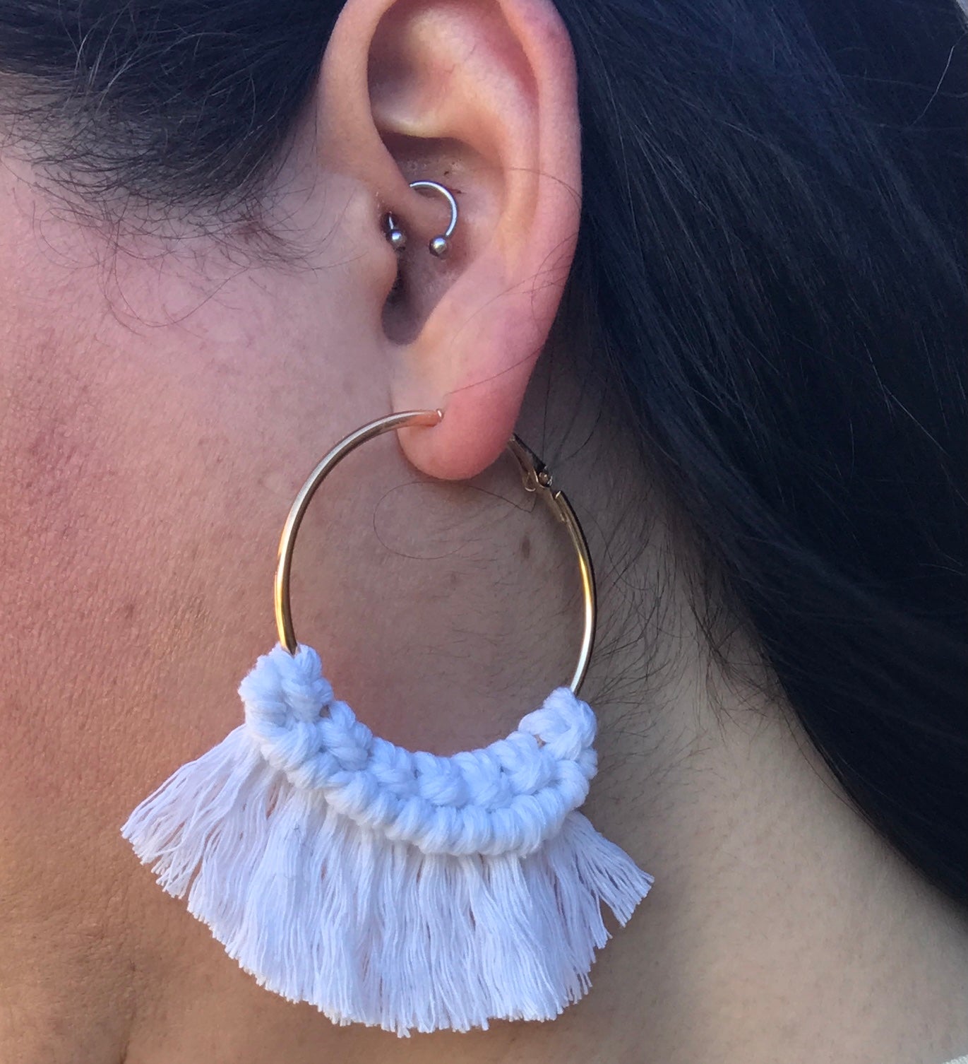 Macrame' Medium and Large Hoop Earrings