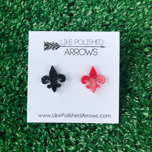 Fleur de Lis Glitter Resin Studs