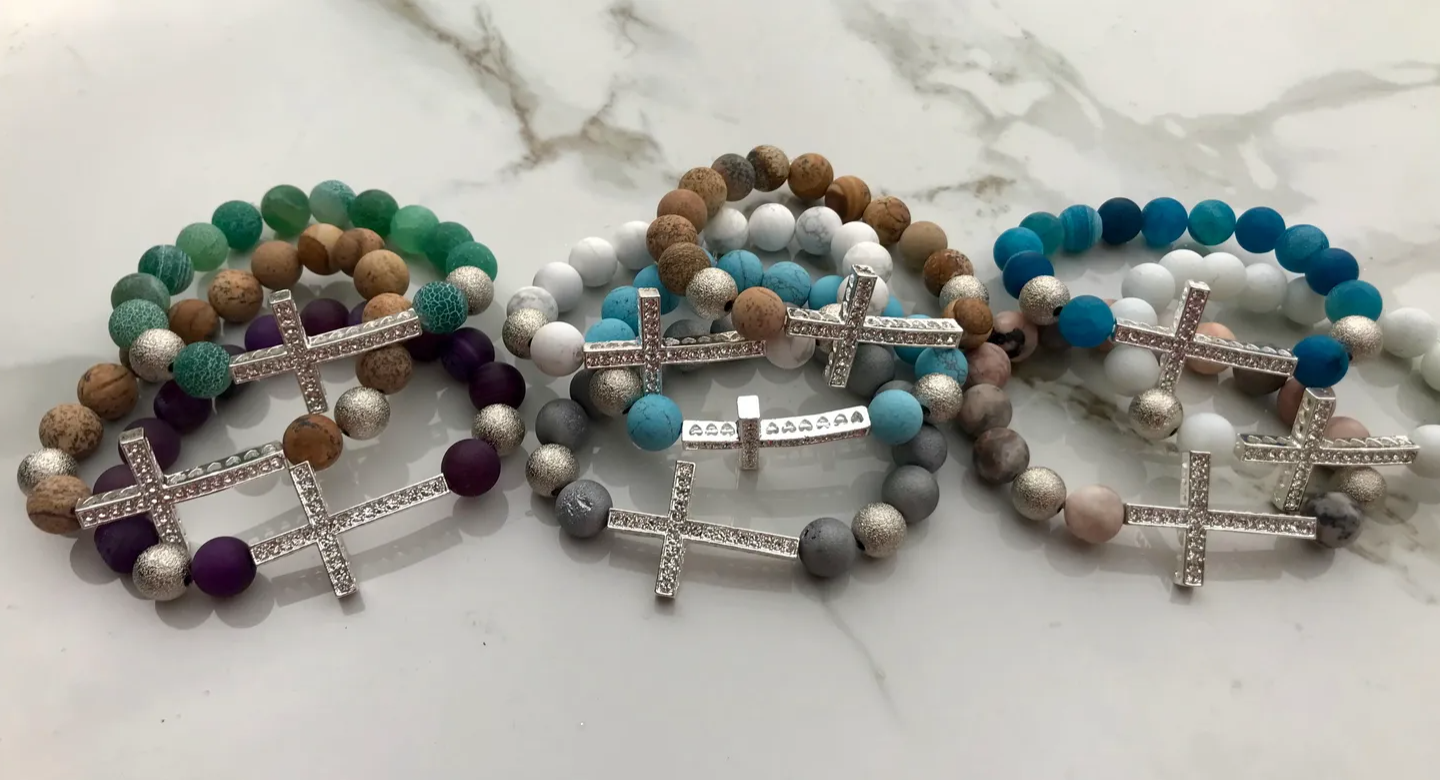 Crystal Cross Gemstone Bracelets