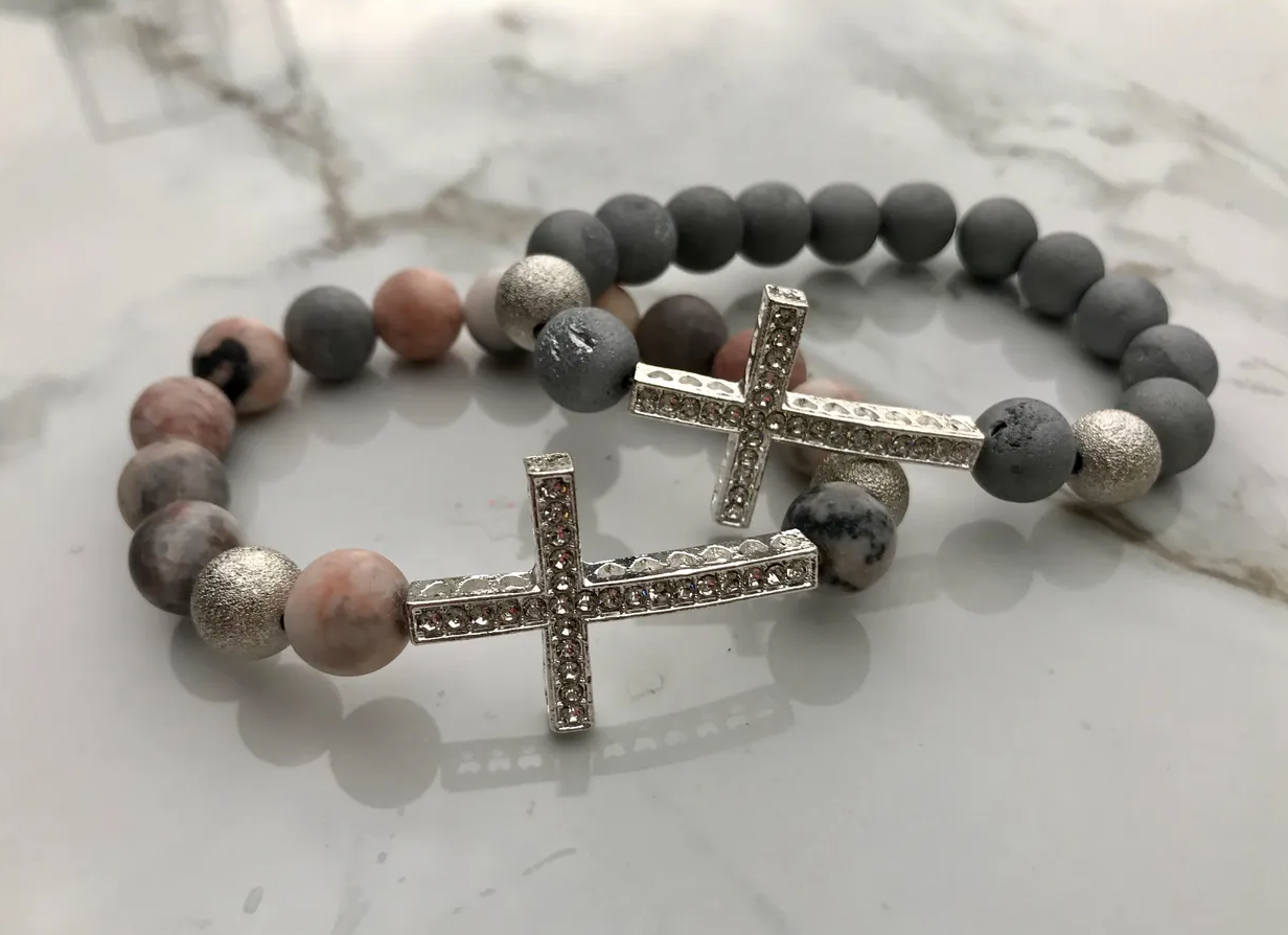 Crystal Cross Gemstone Bracelets