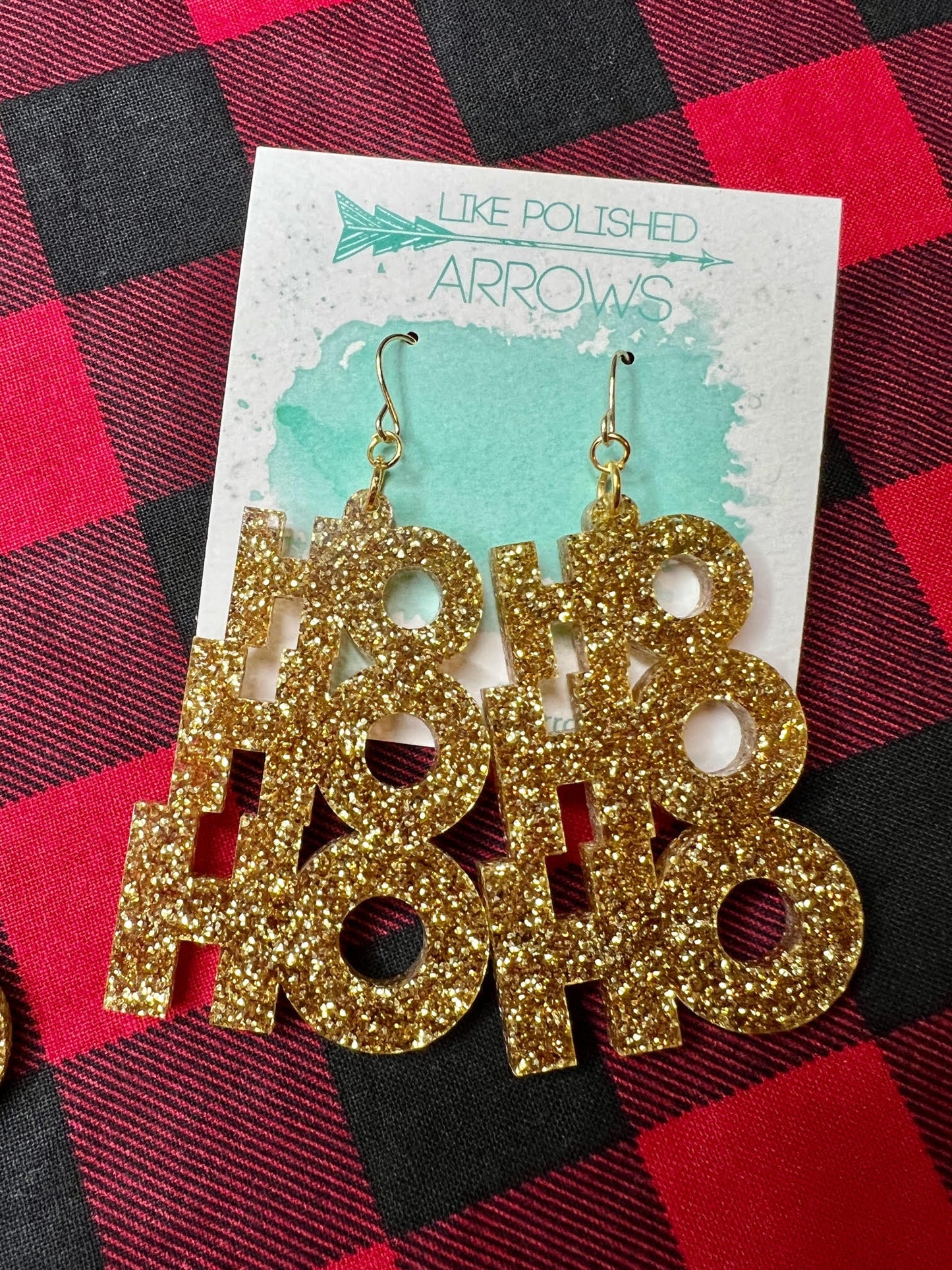 Christmas Ho Ho Ho Glitter PomPom Earrings