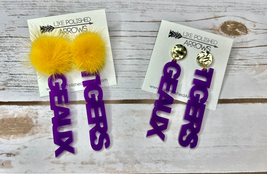 GEAUX TIGERS Acrylic Earrings