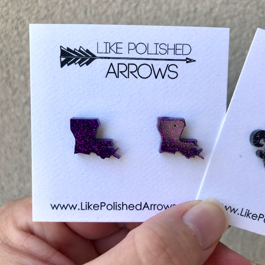 Glitter Resin Louisiana Stud Earrings