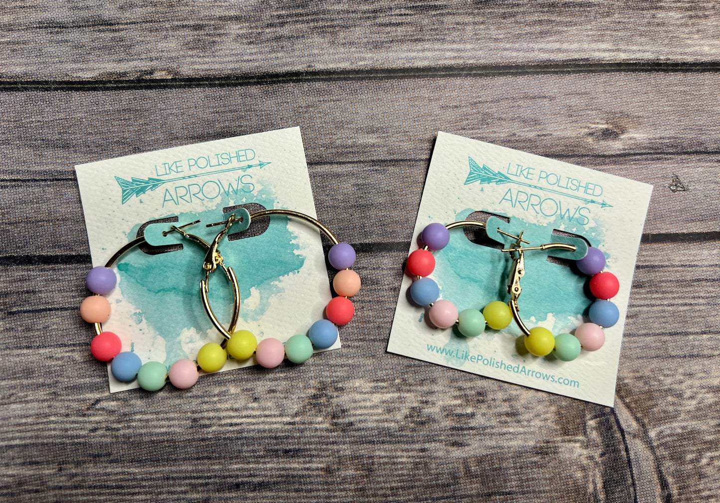 Summer multicolor gumball hoop earrings