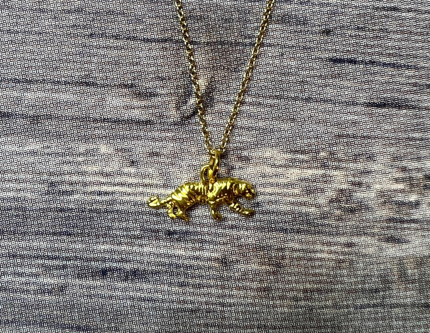 Gold-plated Tiger Pendant Necklace